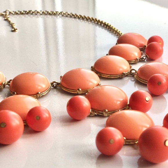 J. Crew Bubble Gold Chain / Orange Necklace - Picture 2 of 3